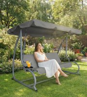 Kerti hintaágy - 200 x 120 x 164 cm - szürke - pohártartóval