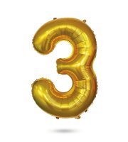 3-as születésnapi szám fólia lufi - arany - 40"
