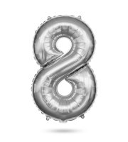8-as születésnapi szám fólia lufi - ezüst - 40"