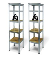 Fémpolc állvány - 5 szintes - fém - max. 175 kg - 180 x 40 x 40 cm - 2 db / csomag