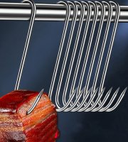 20 db rozsdamentes acél S-horog hús, hal, kolbász és baromfi akasztásához
