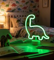 Neon LED lámpa - zöld dinoszaurusz - 3 x AA + USB - 25,9 x 8,5 x 24,3 cm