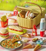 Játék Piknik Készlete Burgerrel, Pizzával és Sült Krumplival