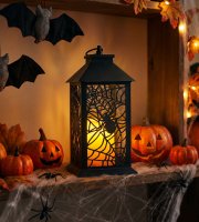 Halloween-i pislákoló lámpás - pók - elemes - fekete - 30 x 14 cm