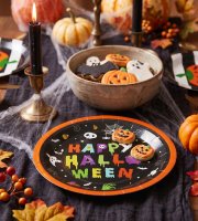 Halloween-i papírtányér - "Happy Halloween" - kerek - 23 cm - 8 db / csomag