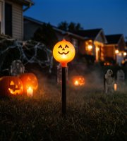 Halloween-i leszúrható lámpa - tök - elemes - 34 x 9,5 cm