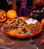 Halloween-i kínálótál - tök - narancssárga - műanyag - 30 x 27 cm