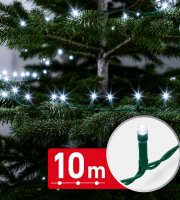 Fényfüzér - 10 m - hidegfehér - 200 LED - 100-240V - 6W - zöld kábel