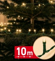 Fényfüzér - 10 m - melegfehér - 200 LED - 100-240V - 6W - zöld kábel