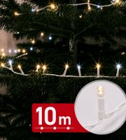 Fényfüzér - 10 m - 400 melegfehér & 100 hidegfehér LED - 100-240V - 6W - fehér kábel