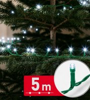 Fényfüzér - 5 m - hidegfehér - 100 LED - 100-240V - 6W - zöld kábel