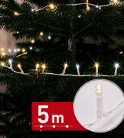 Fényfüzér - 5 m - 200 melegfehér & 50 hidegfehér LED - 100-240V - 6W - fehér kábel