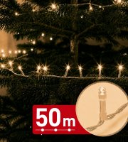 Fényfüzér - 50 m - melegfehér - 1000 LED - 220-240V - 9W - átlátszó kábel