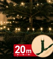 Fényfüzér - 20 m - melegfehér - 400 LED - 100-240V - 6W - zöld kábel