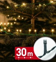 Fényfüzér - 30 m - melegfehér - 600 LED - 220-240V - 6W - zöld kábel