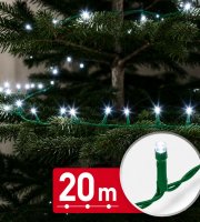Fényfüzér - 20 m - hidegfehér - 400 LED - 100-240V - 6W - zöld kábel