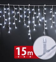 Fényfüzér függöny - 15 m - hidegfehér - 600 LED - 100-240V - 6W - átlátszó kábel