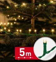 Fényfüzér - 5 m - melegfehér - 100 LED - 100-240V - 6W - zöld kábel