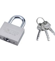 EXTOL PREMIUM lakat, vas, matt nikkel, 3db kulcs; 30mm, edzett acél kengyel, szárátmérő: 5 mm
