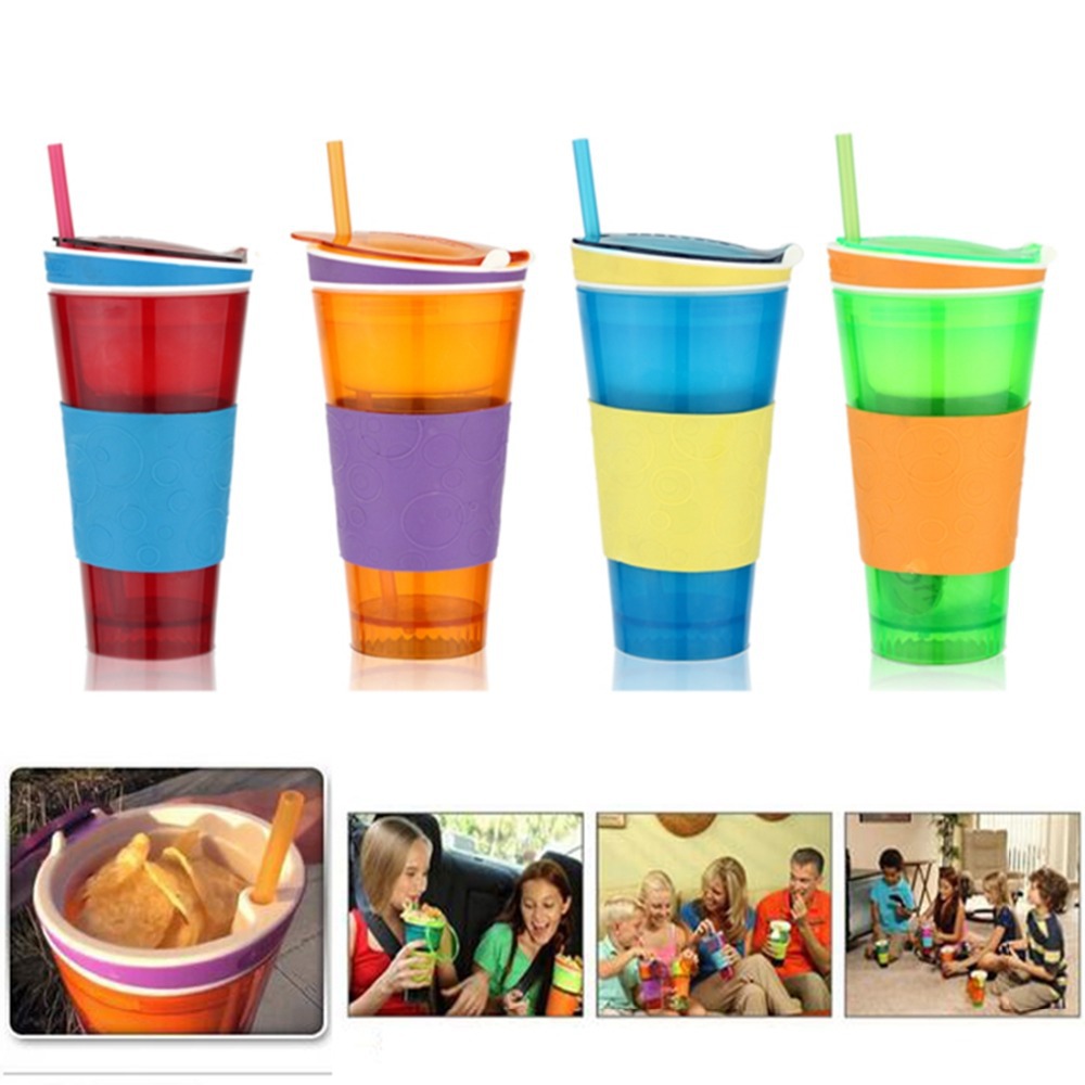 Top Quality Lovely Outdoor Portable Sports Snackeez Travel Cup Snack drink In One Container Lid Straw